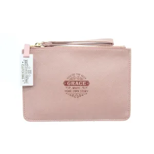 Clutch Bag With Handle & Embossed Text "Grace"