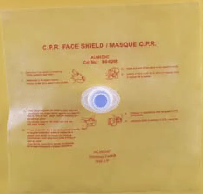 CPR face shield with one way valve