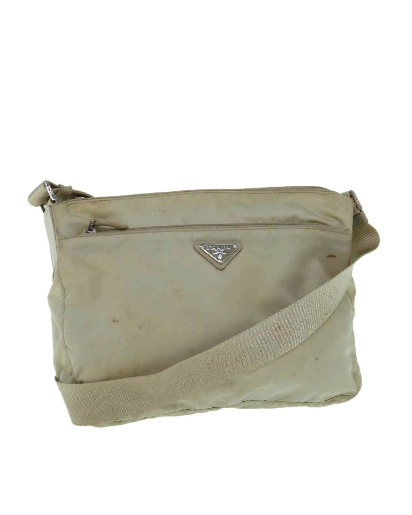 Cream Nylon Shoulder Bag with Adjustable Strap - Pre-owned (SKU 62773)