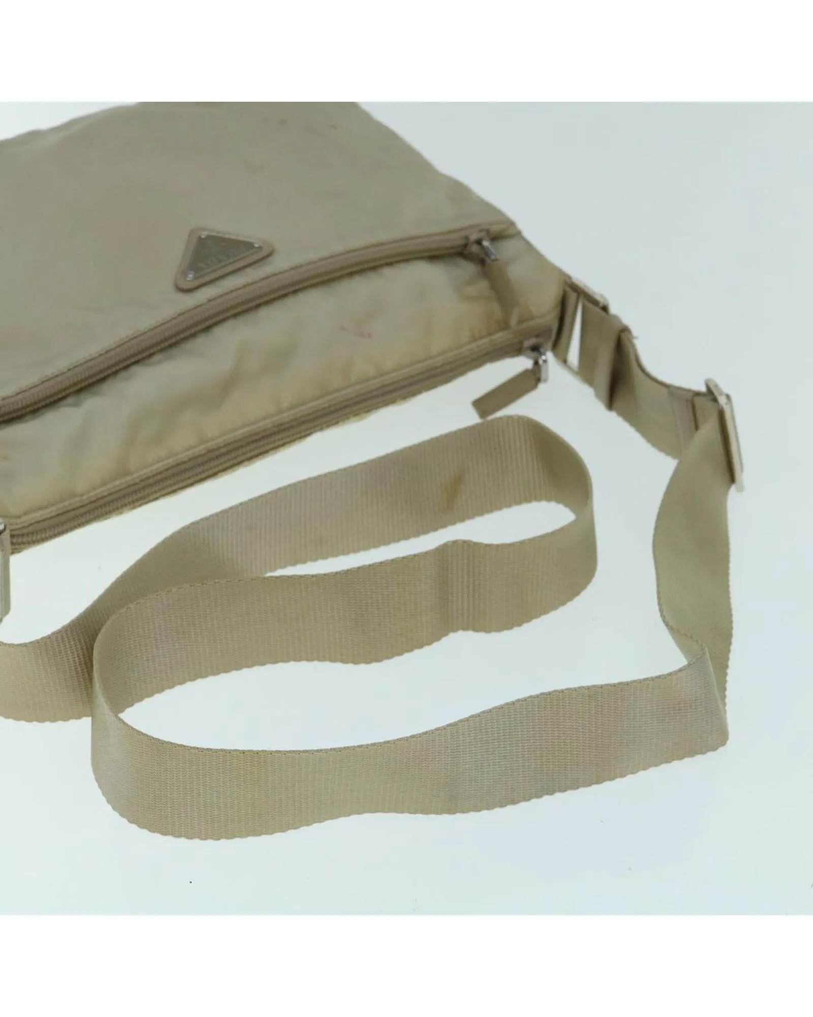 Cream Nylon Shoulder Bag with Adjustable Strap - Pre-owned (SKU 62773)