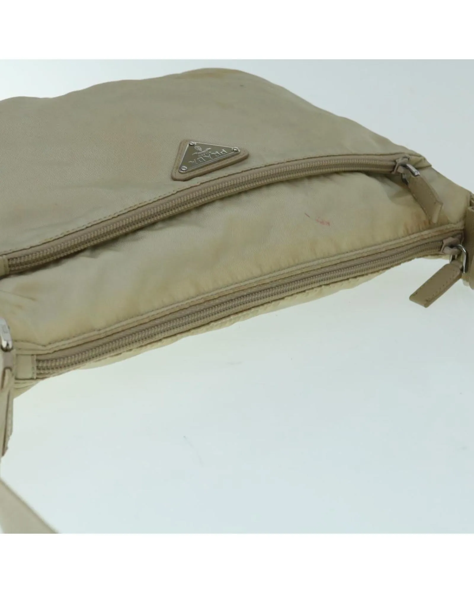 Cream Nylon Shoulder Bag with Adjustable Strap - Pre-owned (SKU 62773)