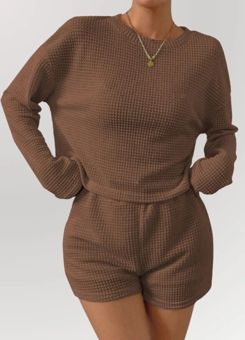 Crisp Morning Waffle Knit Long Sleeve Pajama Set*