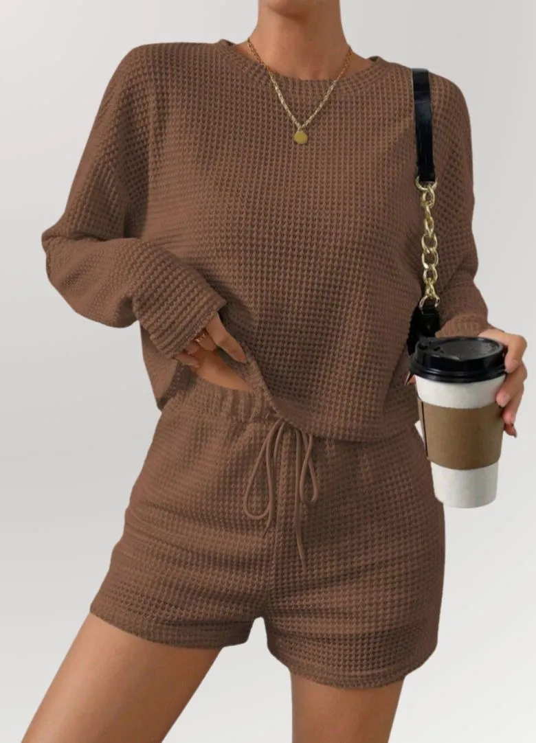 Crisp Morning Waffle Knit Long Sleeve Pajama Set*