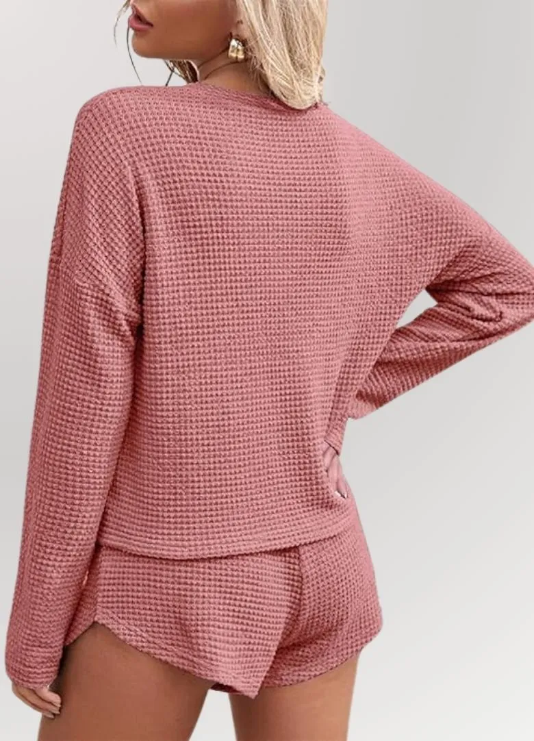 Crisp Morning Waffle Knit Long Sleeve Pajama Set*