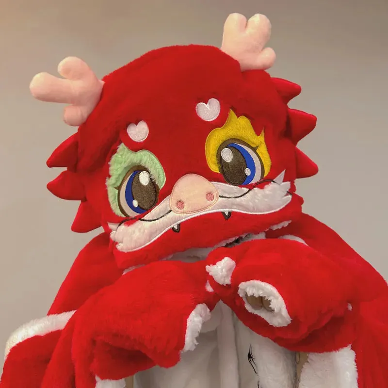 Cute Cartoon Dragon Plush Wearable Hooded Blanket