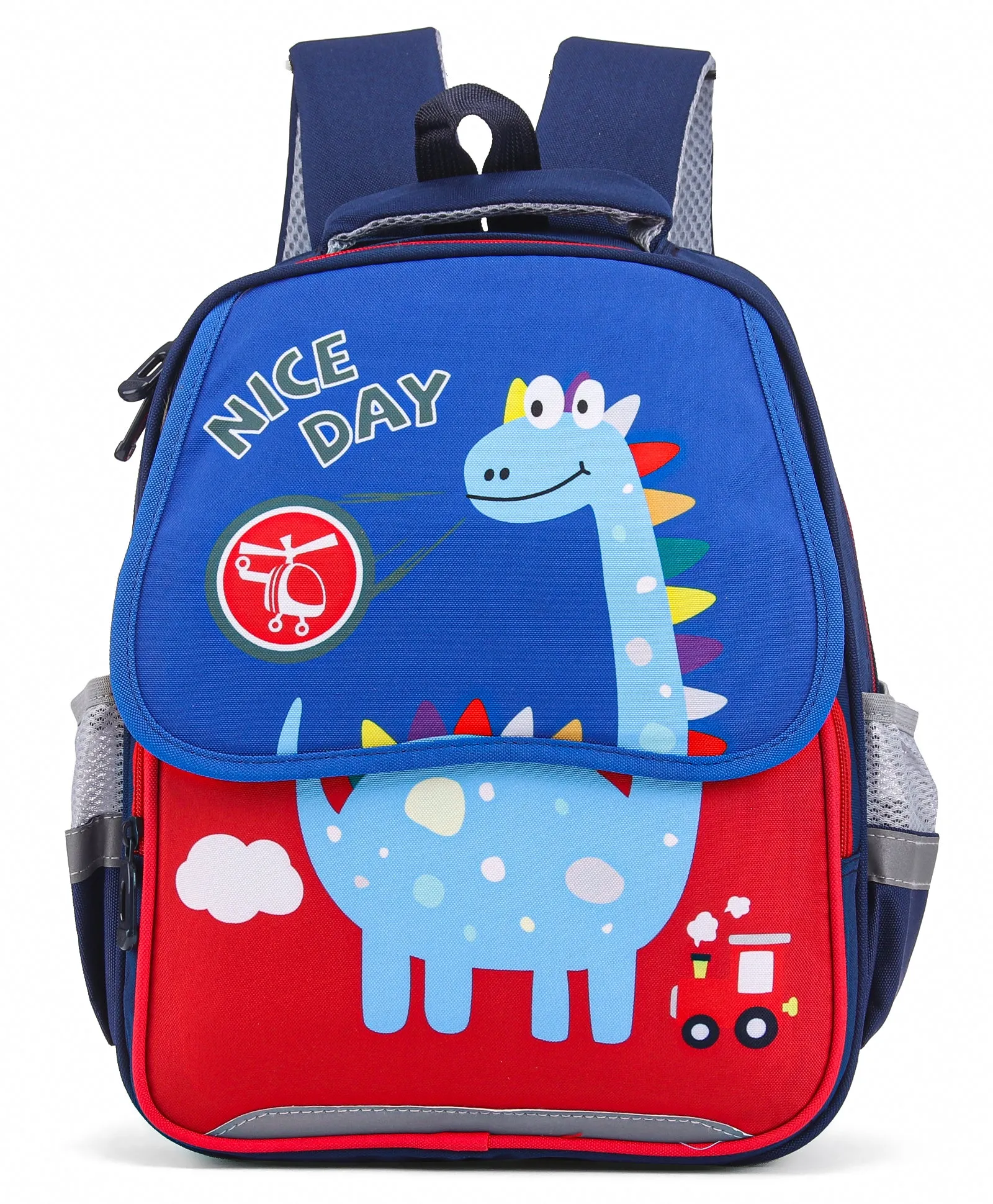 Dino Print Backpack - Blue & Red