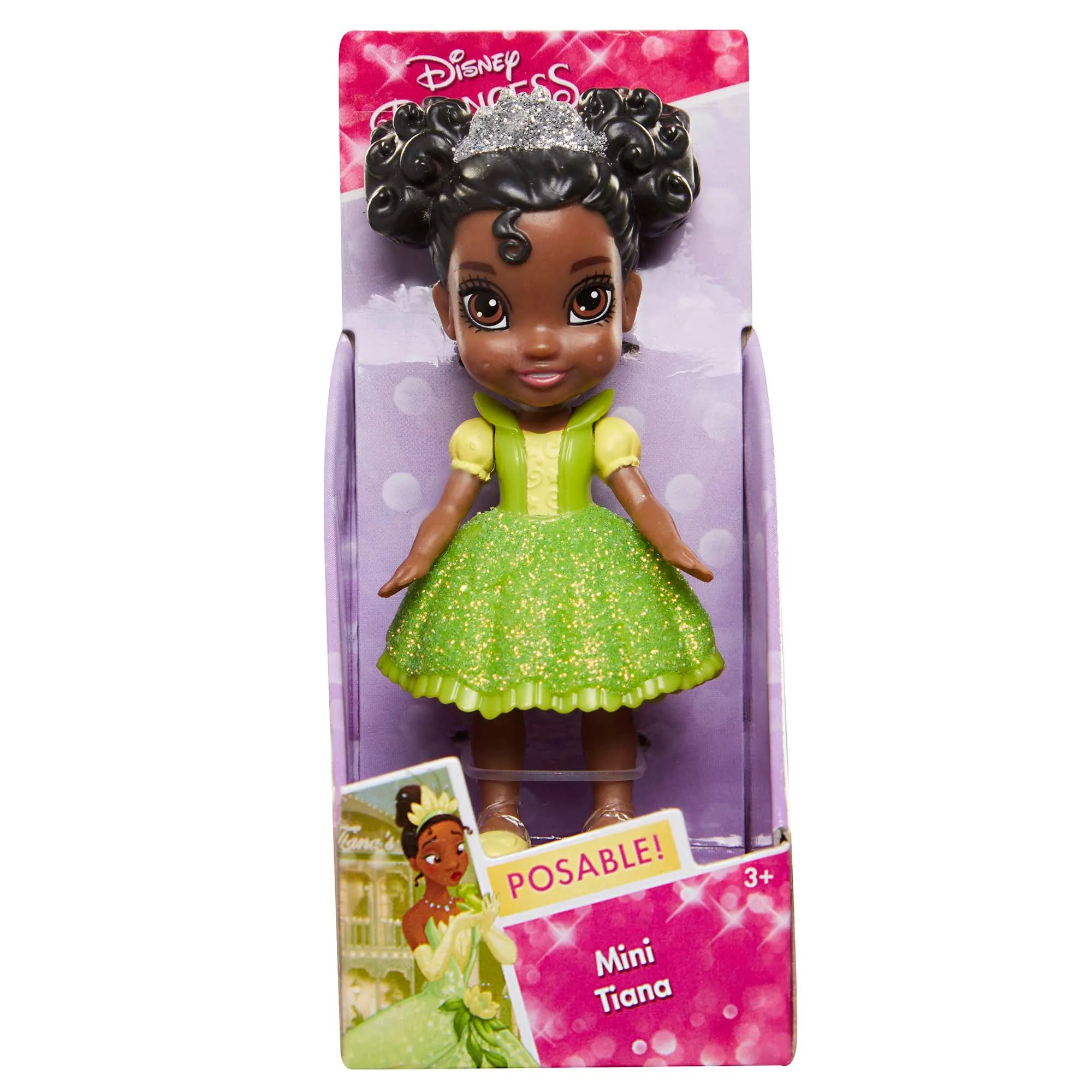 Disney Princess Mini Toddler Doll Tiana In Green/Gold Dress