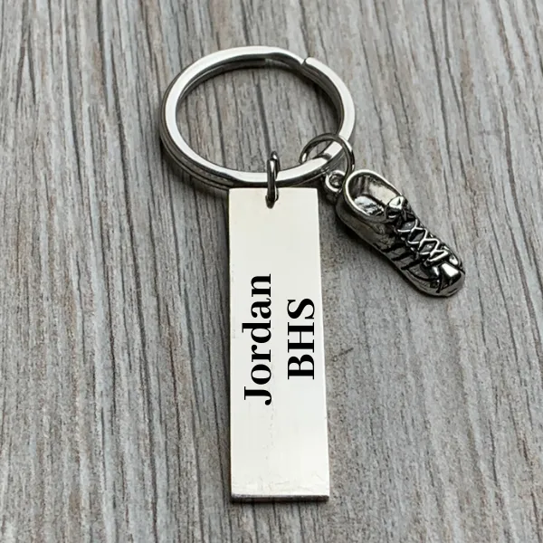 Engraved Runner Bar Keychain