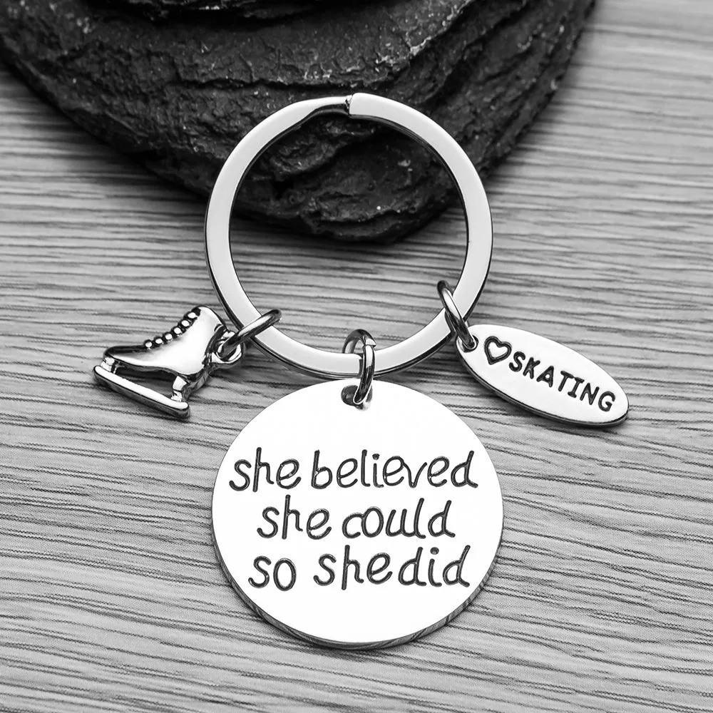 Figure Skating Keychain - She Believed She Could So She Did