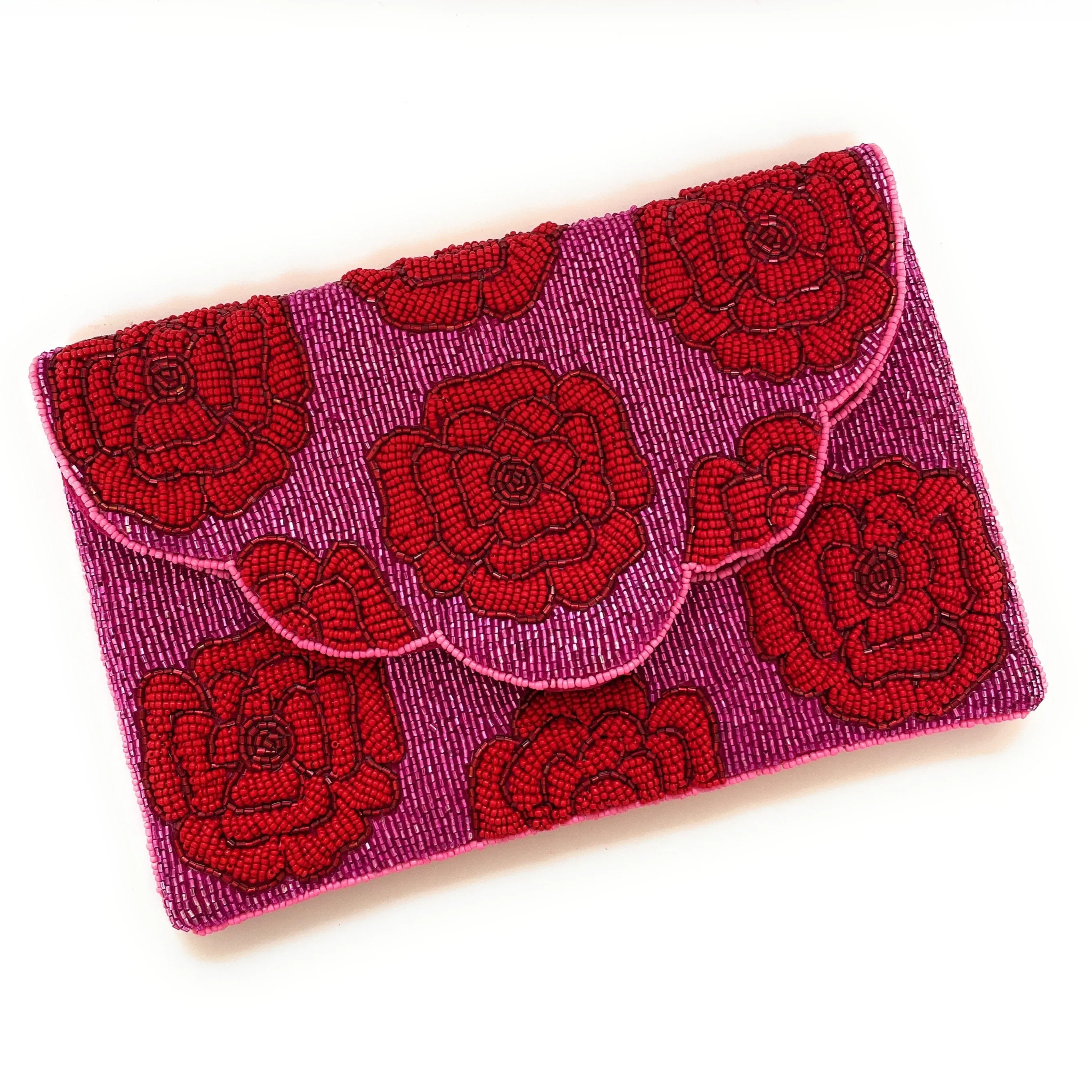 Floral Beaded Clutch Purse