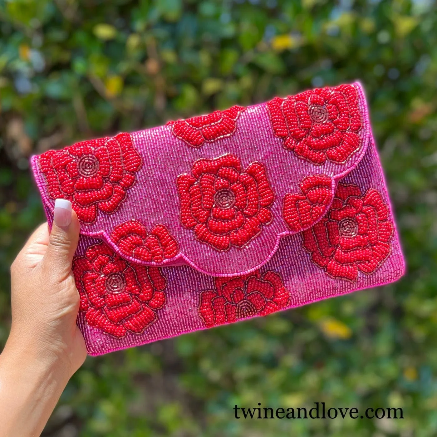 Floral Beaded Clutch Purse