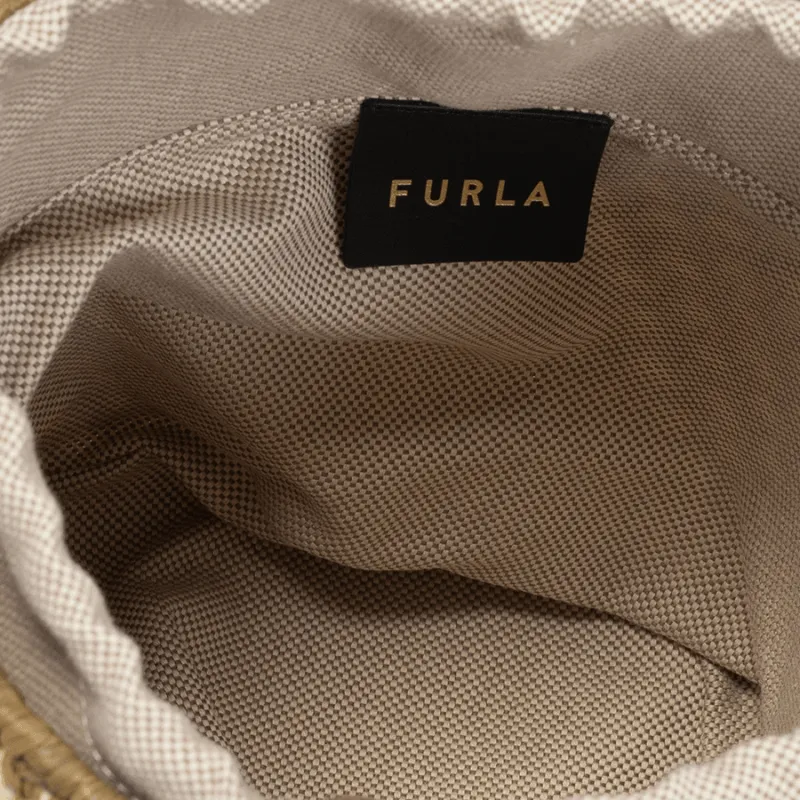 Furla Lipari Small Straw Bucket Bag - Juta Fango