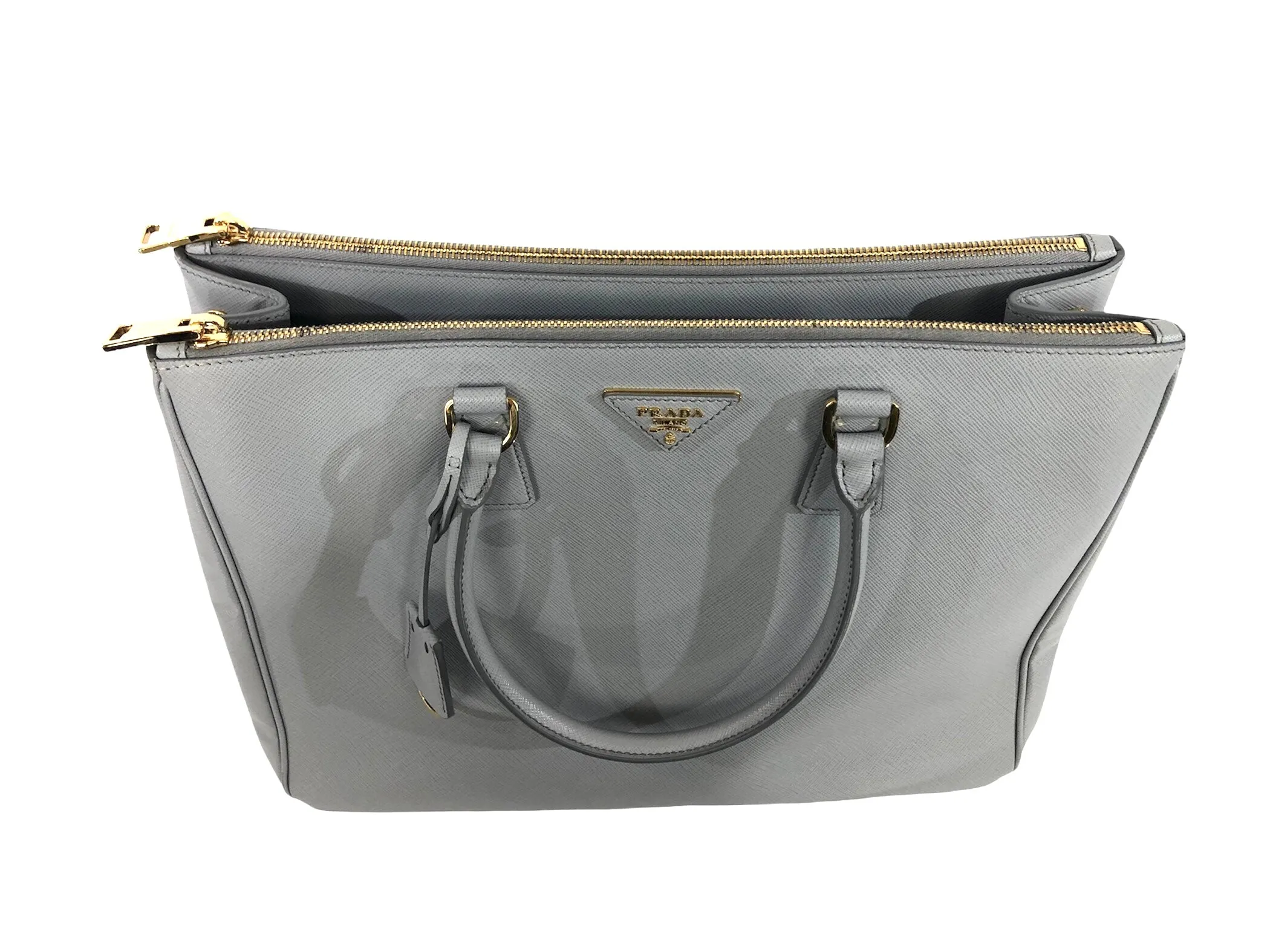 Galleria Grey Saffiano Leather Convertible Bag/Tote | Size Extra Large