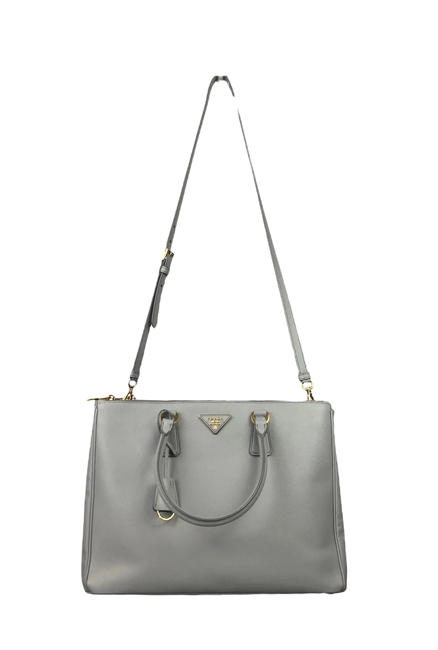 Galleria Grey Saffiano Leather Convertible Bag/Tote | Size Extra Large