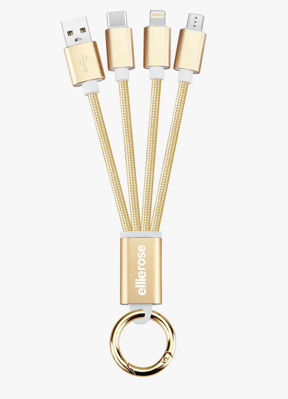 Gold 3-in-1 Charging Cable Keychain