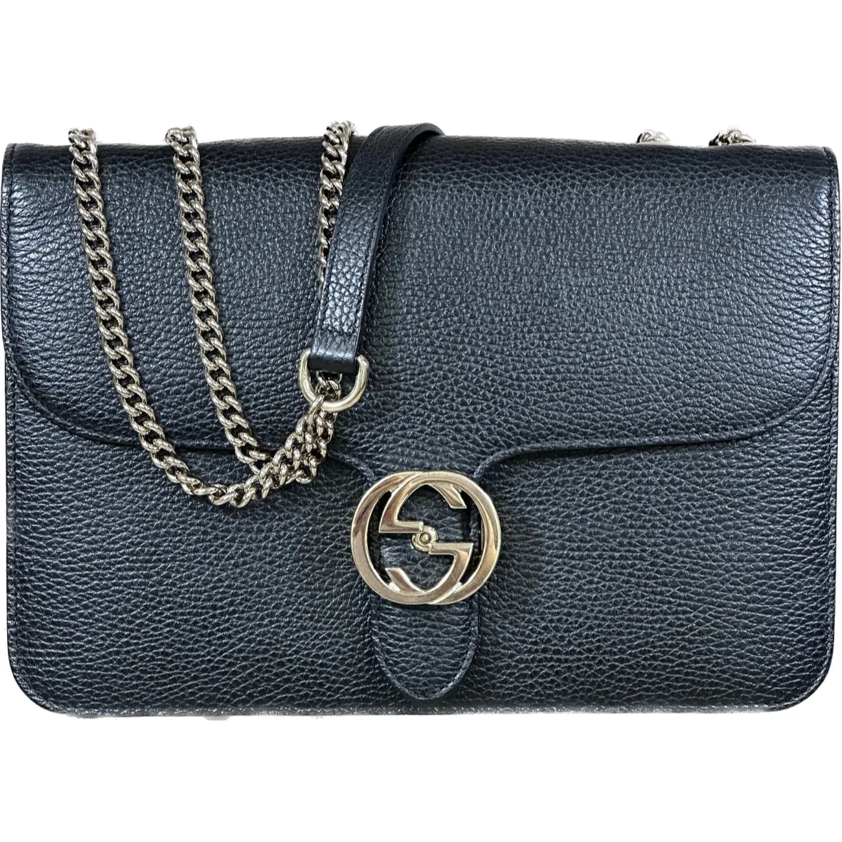 Gucci Medium Dollar Interlocking G Shoulder Bag - Black