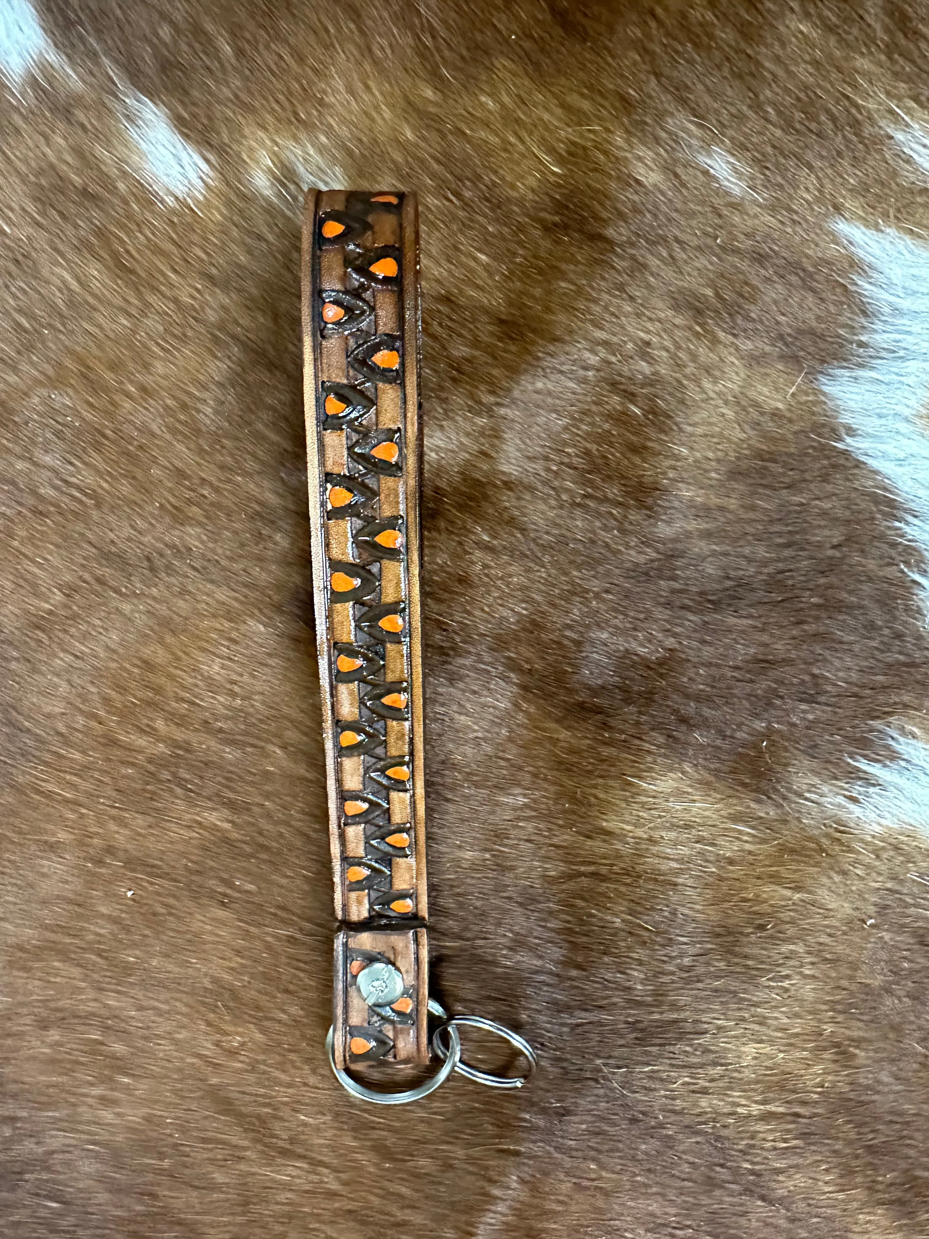 hand tooled and painted key chain wristlet (Copy)