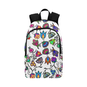 Indigenous Paisley White Fabric Backpack for Adult