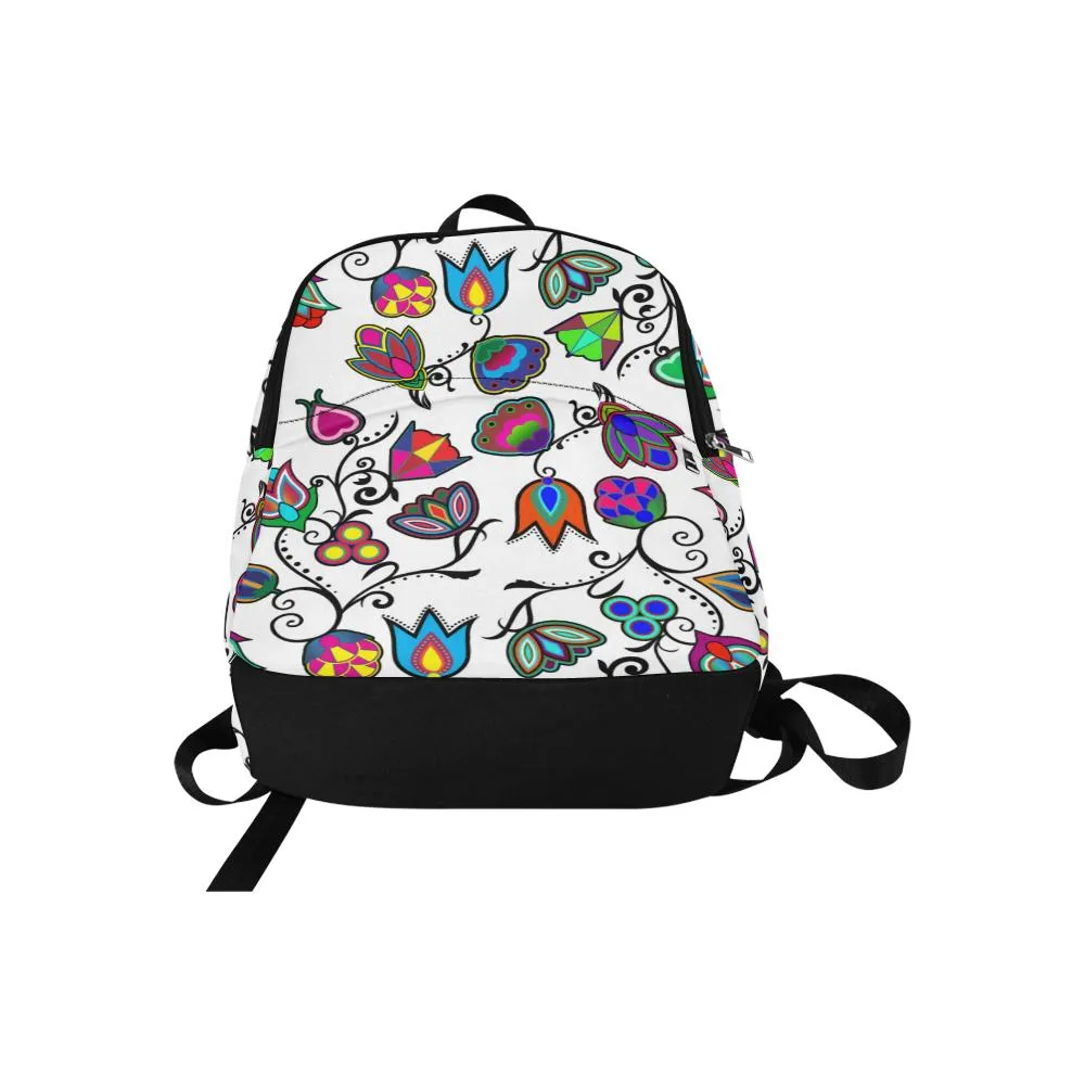 Indigenous Paisley White Fabric Backpack for Adult