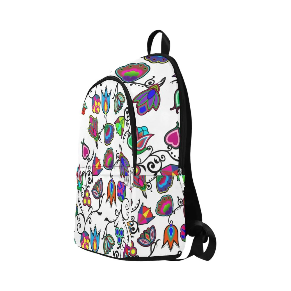 Indigenous Paisley White Fabric Backpack for Adult