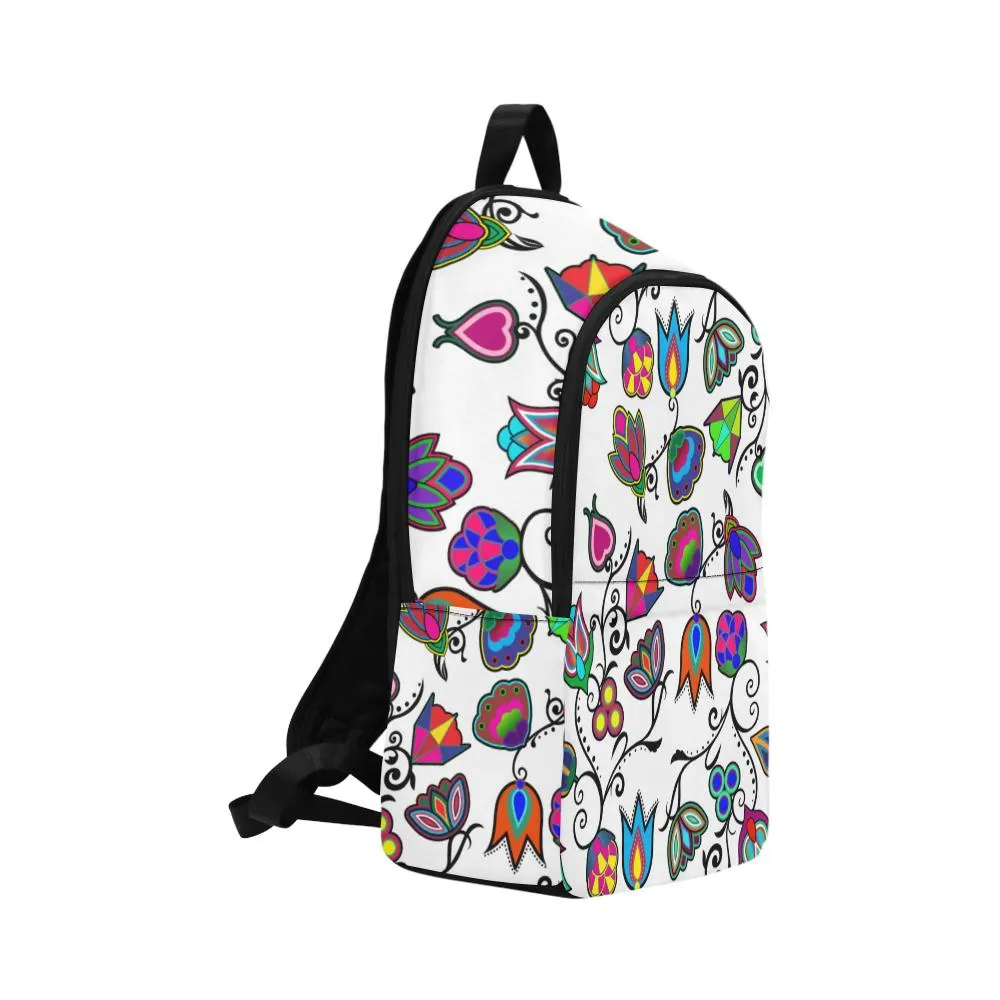 Indigenous Paisley White Fabric Backpack for Adult