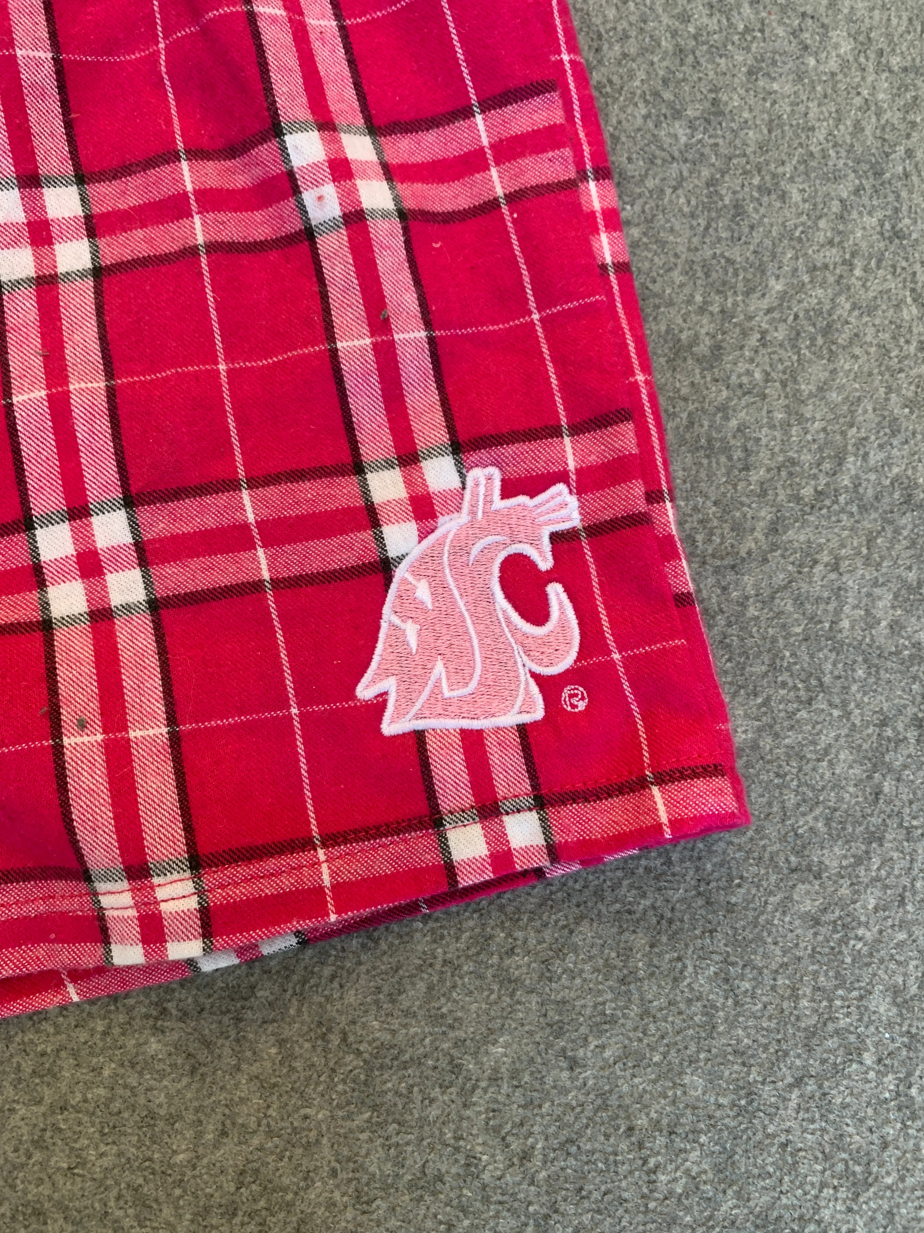 Ladies Pink Plaid Flannel Sleep Shorts