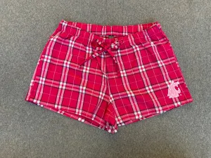 Ladies Pink Plaid Flannel Sleep Shorts