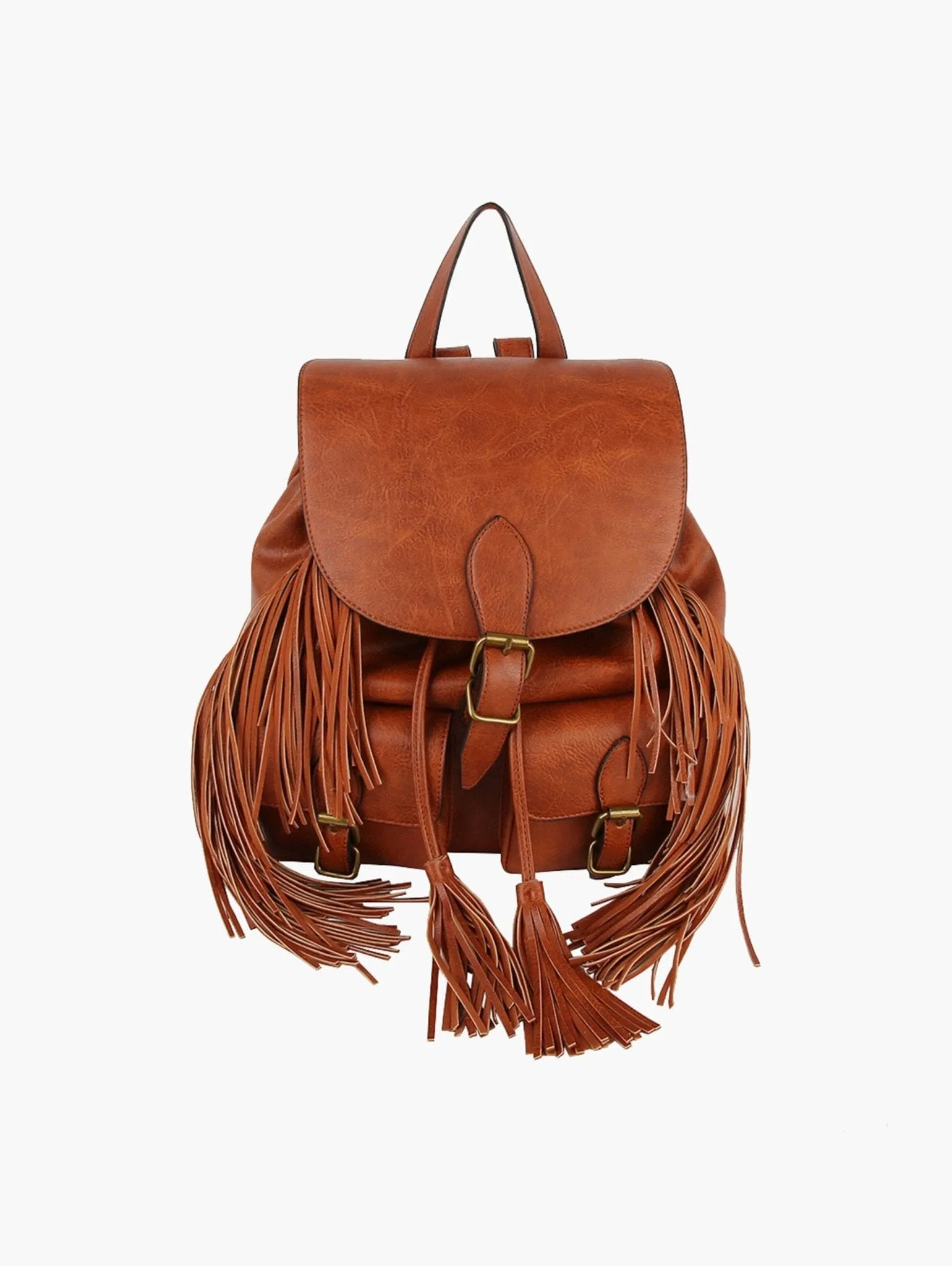 LDM001 Darlene Buckle Flap Fringe Backpack