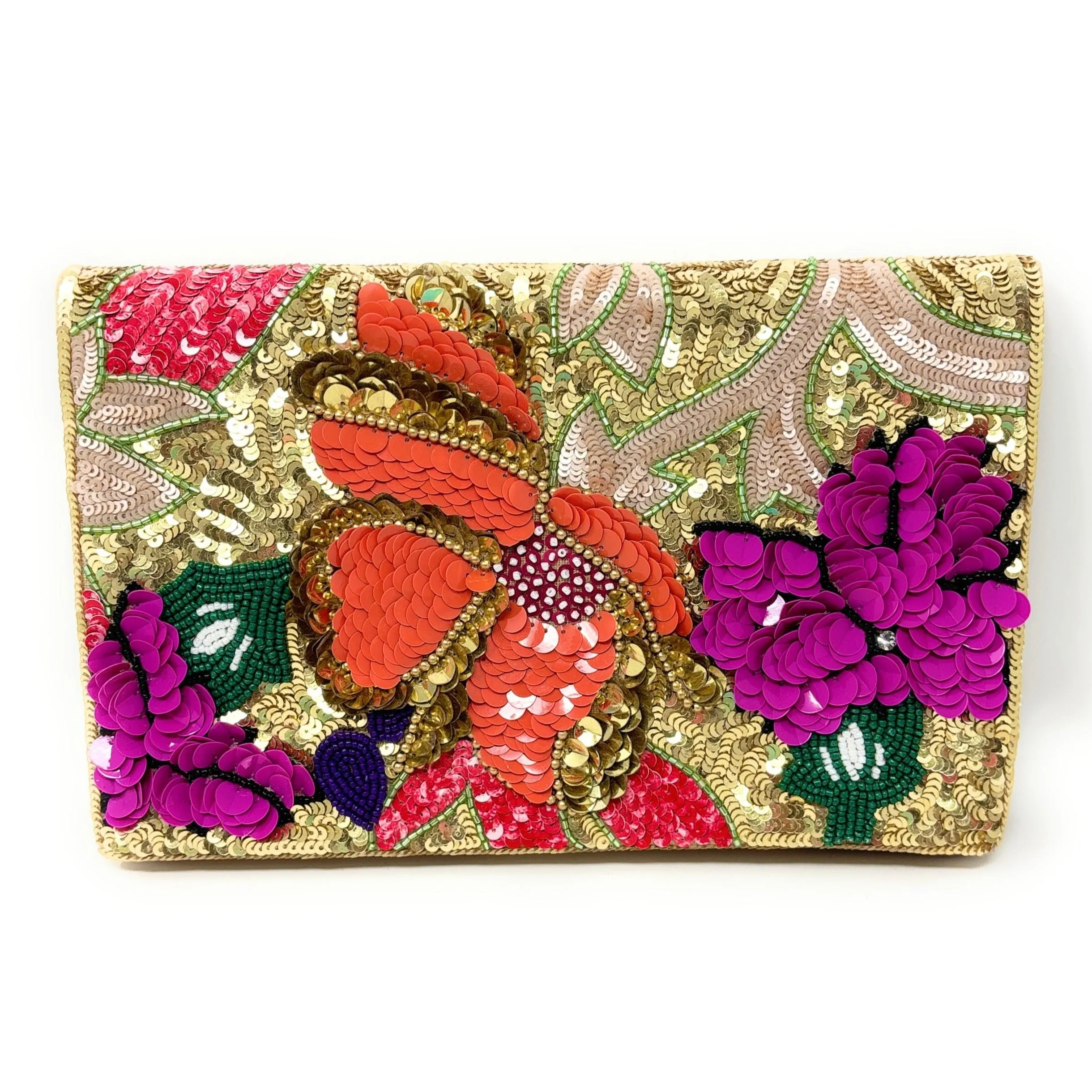 Lei Beaded Floral Clutch Purse