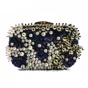 Luxy Moon Black Evening Bag Beaded Diamond Clutch