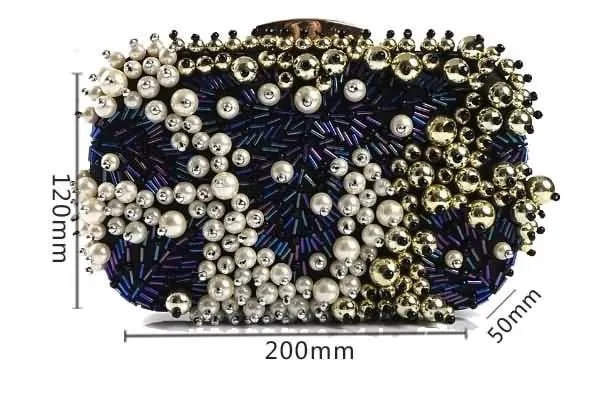 Luxy Moon Black Evening Bag Beaded Diamond Clutch