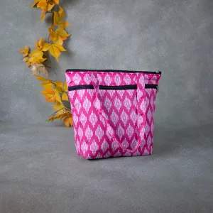 Medium Size Handbag Pink with White Prints