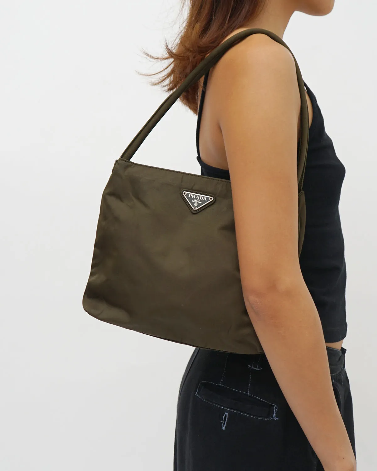 Nylon Hand Bag Khaki