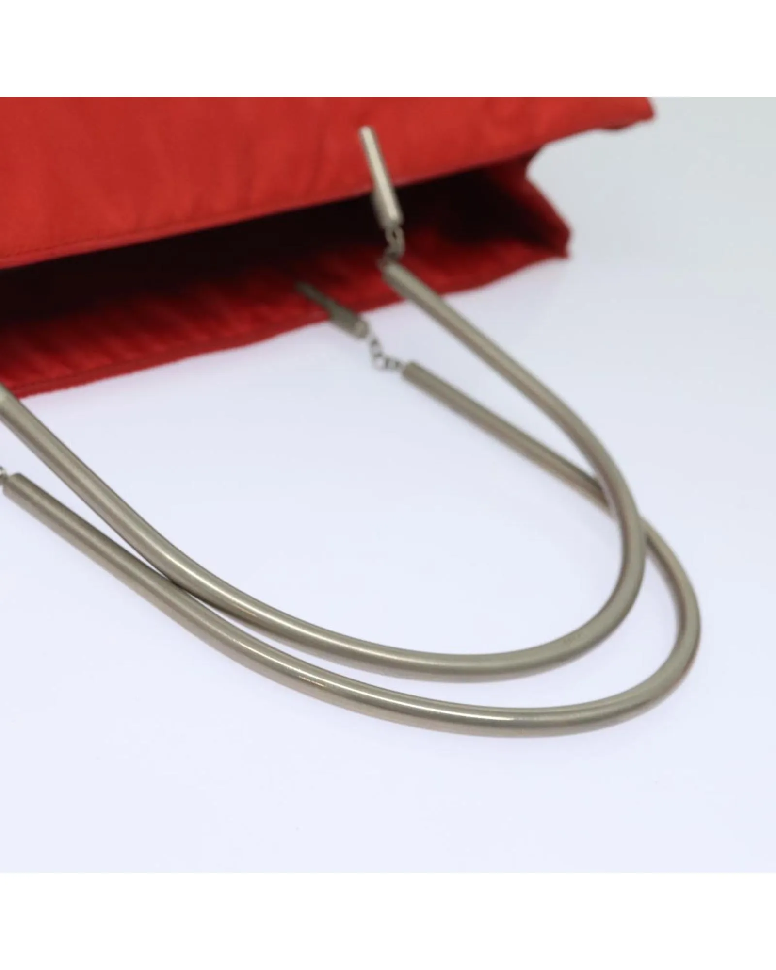 Nylon Hand Bag with Handle Drop and Metal Fittings Details