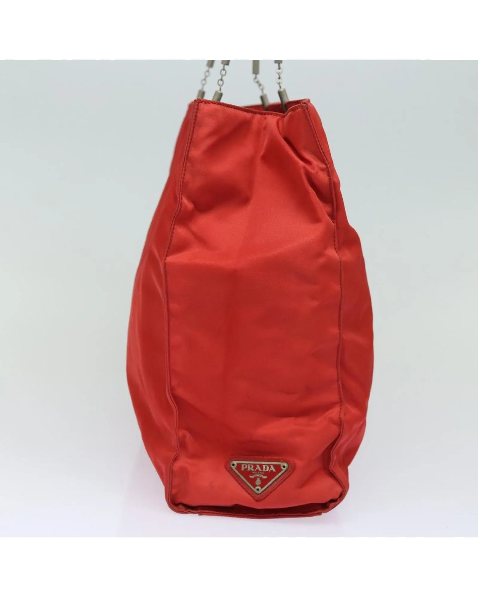 Nylon Hand Bag with Handle Drop and Metal Fittings Details