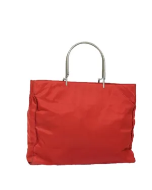 Nylon Hand Bag with Handle Drop and Metal Fittings Details