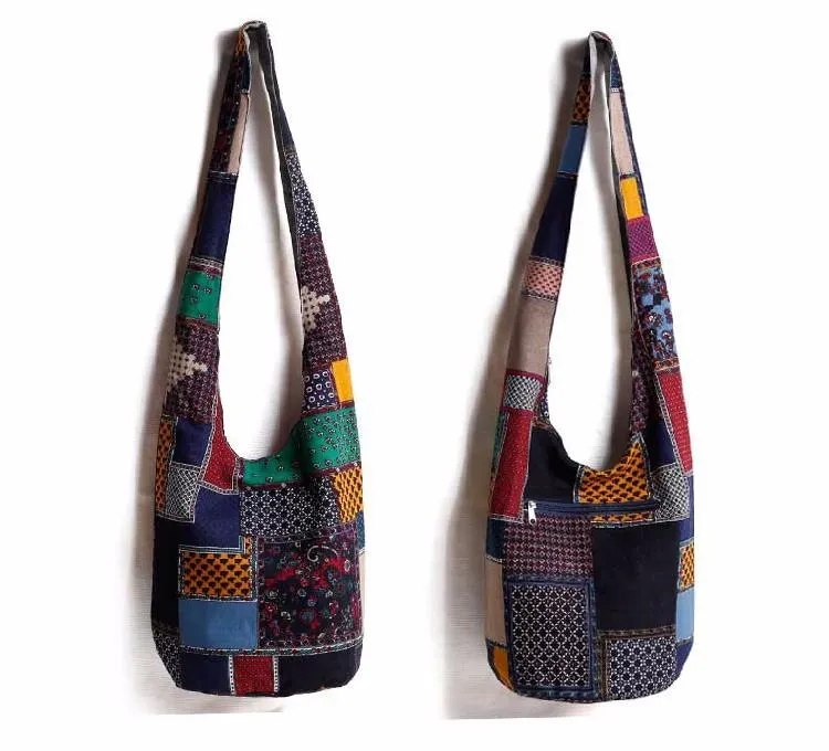 Patchwork Print Cross Body Cotton Bag