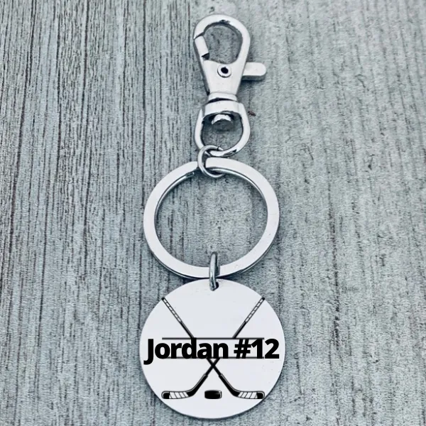 Personalized Ice Hockey Zipperpull Keychain