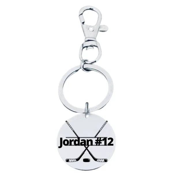 Personalized Ice Hockey Zipperpull Keychain