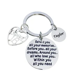 Personalized Round Engraved Sweet 16 Charm Keychain Gift for Birthday Girl