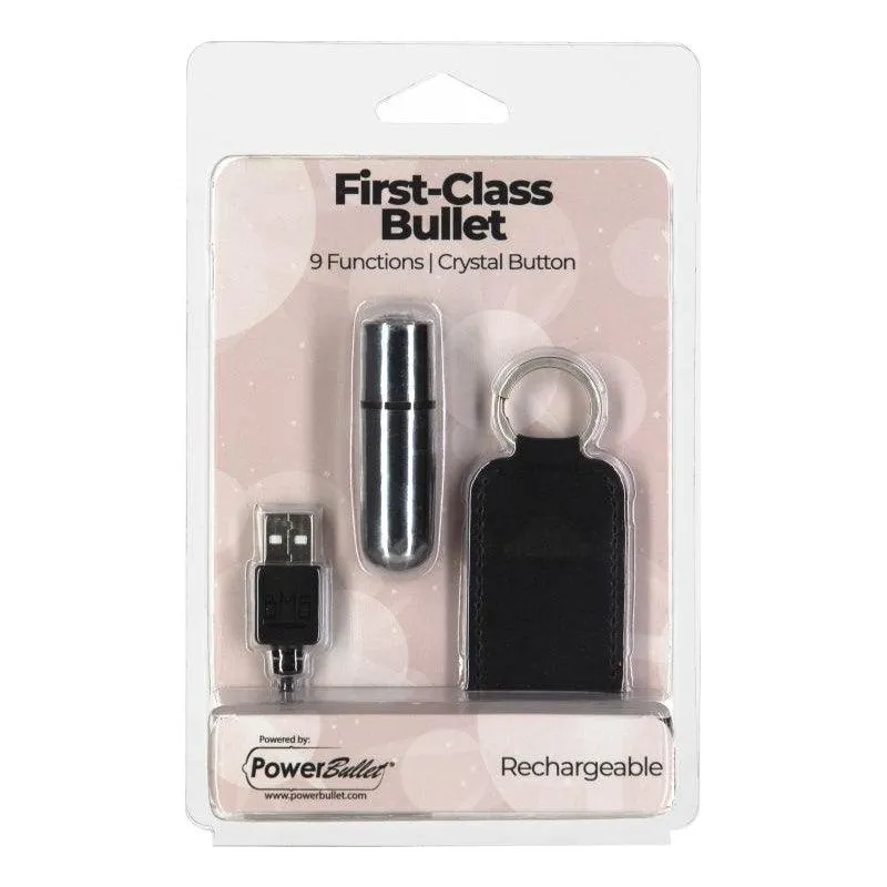 Power Bullet First Class 6cm Rechargeable w Crystal Silver