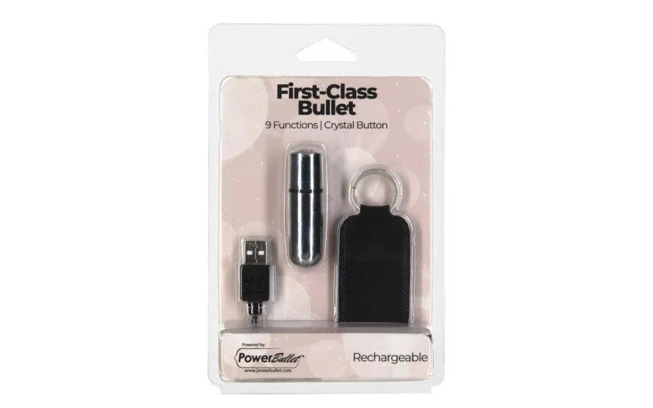 Power Bullet First Class 6cm Rechargeable w Crystal Silver