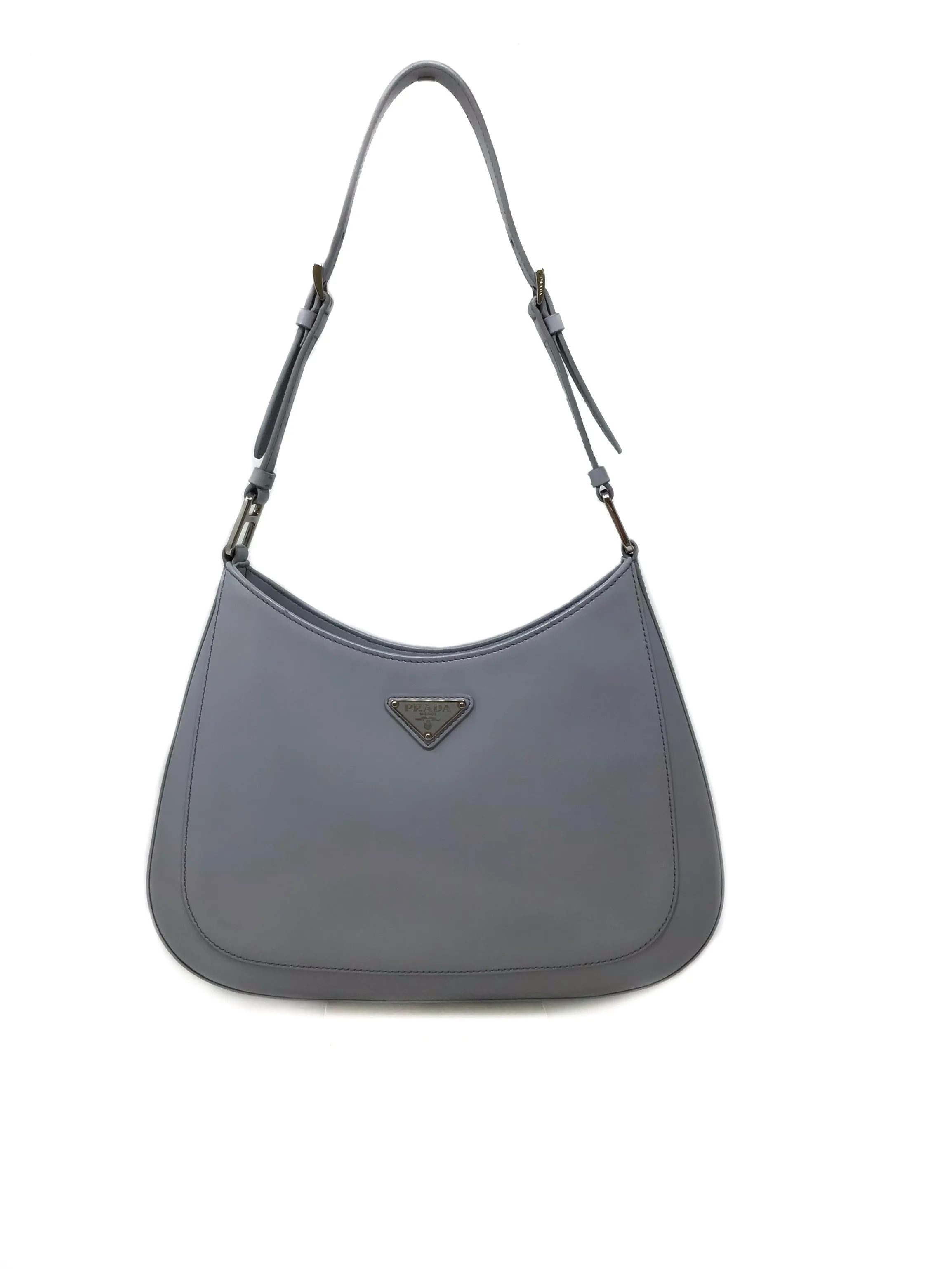 Prada Cornflower Blue 'Cleo' Brushed Leather Shoulder Bag W/Strap