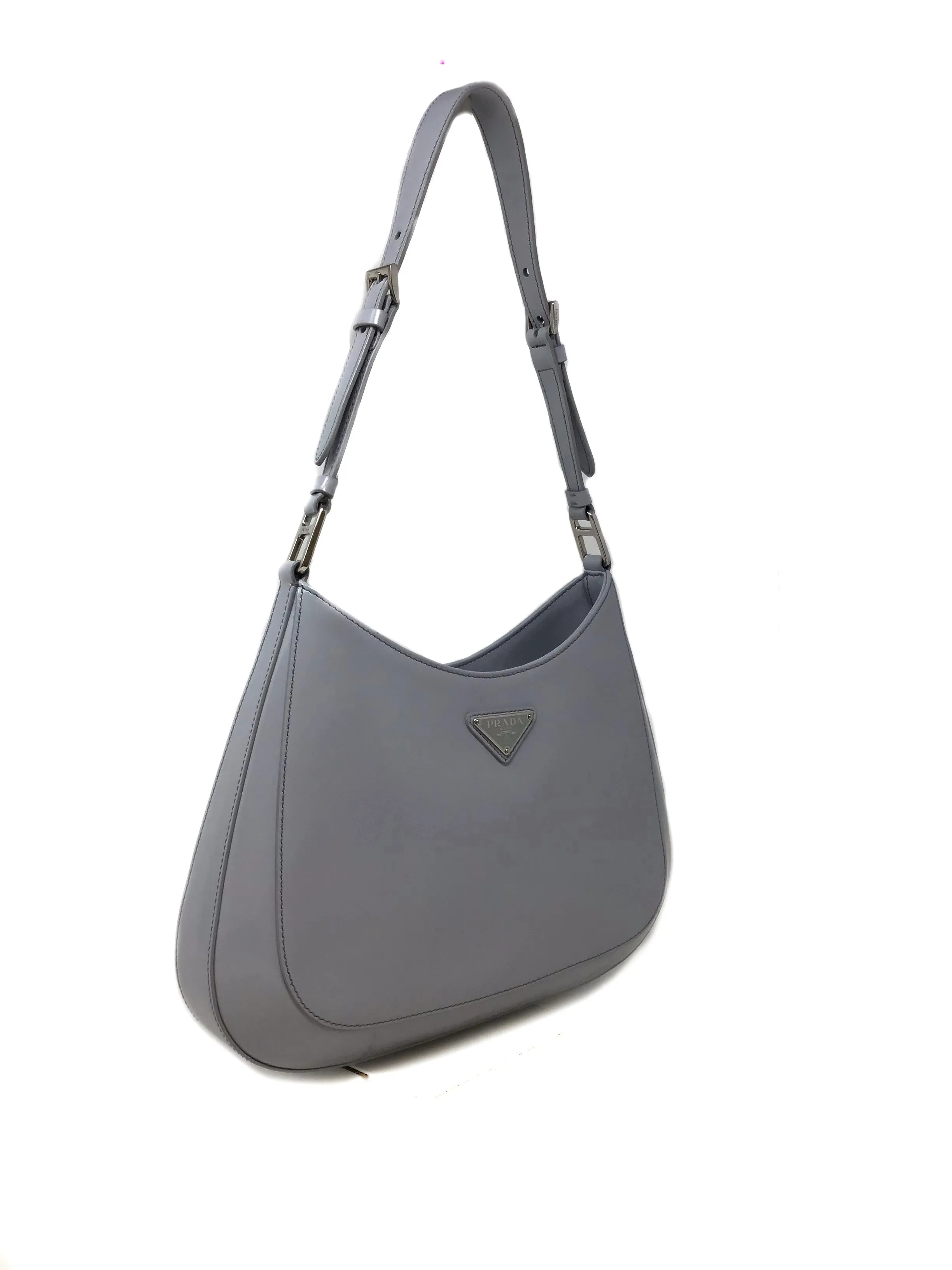 Prada Cornflower Blue 'Cleo' Brushed Leather Shoulder Bag W/Strap