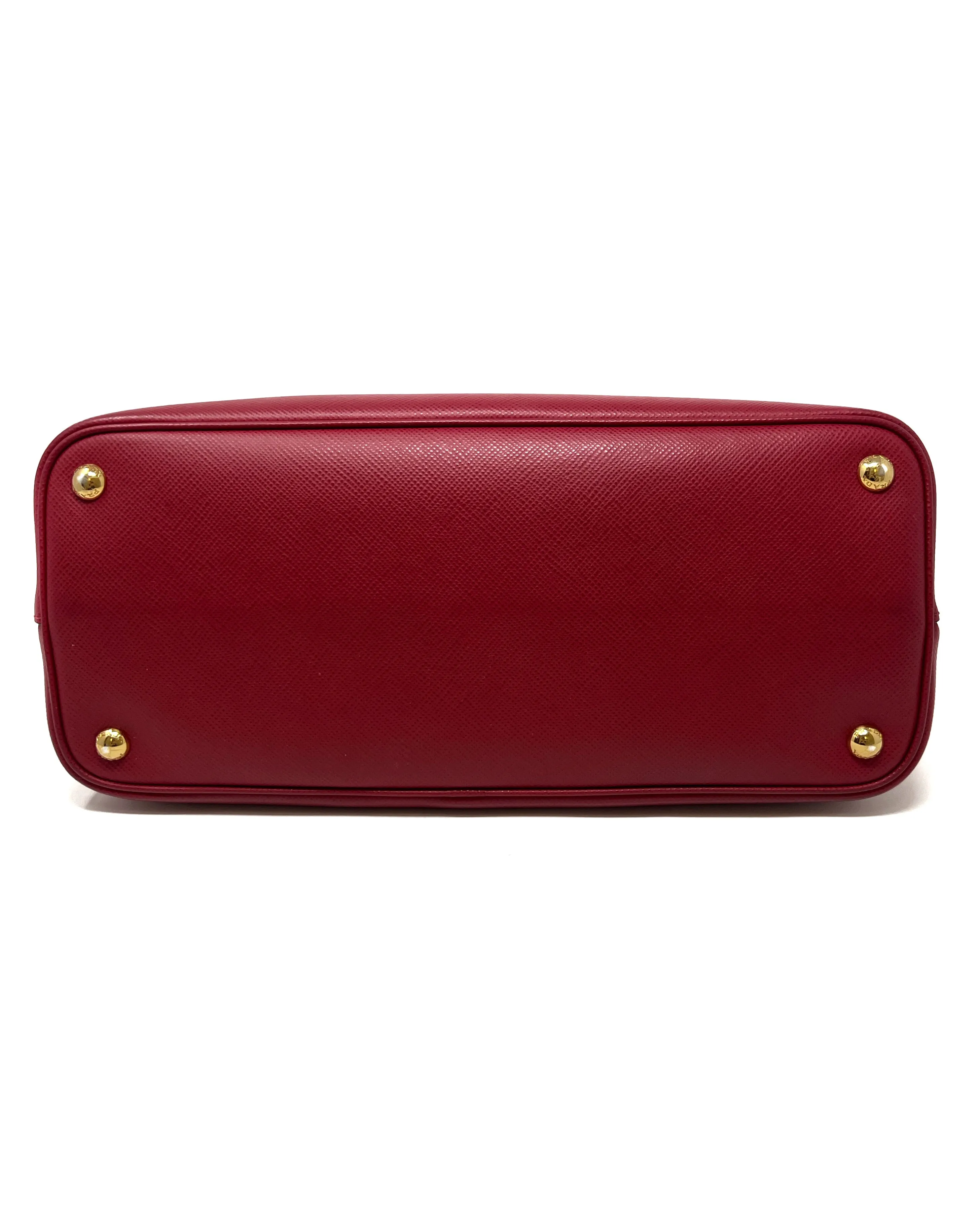 Prada Red Saffiano Leather Medium 'Double Tote' Bag