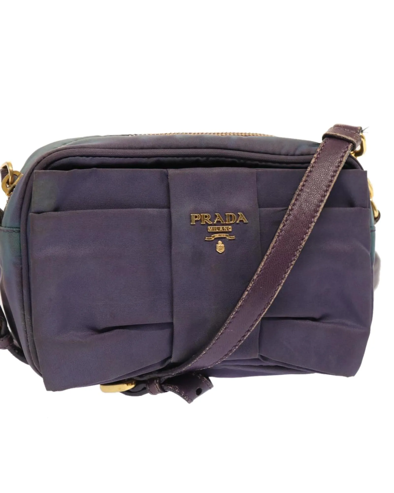 Purple Nylon Shoulder Bag with Dust Bag - Made in Italy