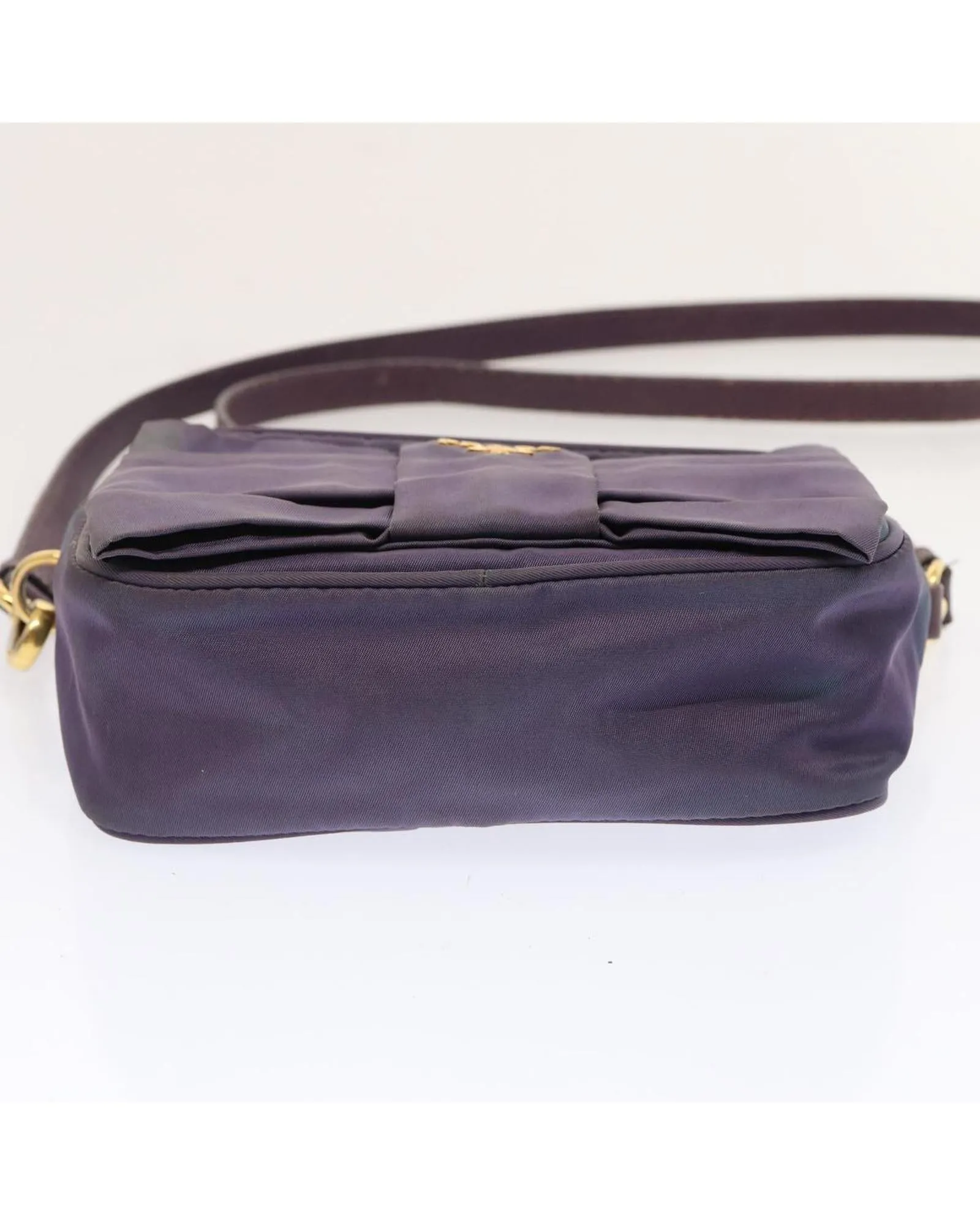 Purple Nylon Shoulder Bag with Dust Bag - Made in Italy