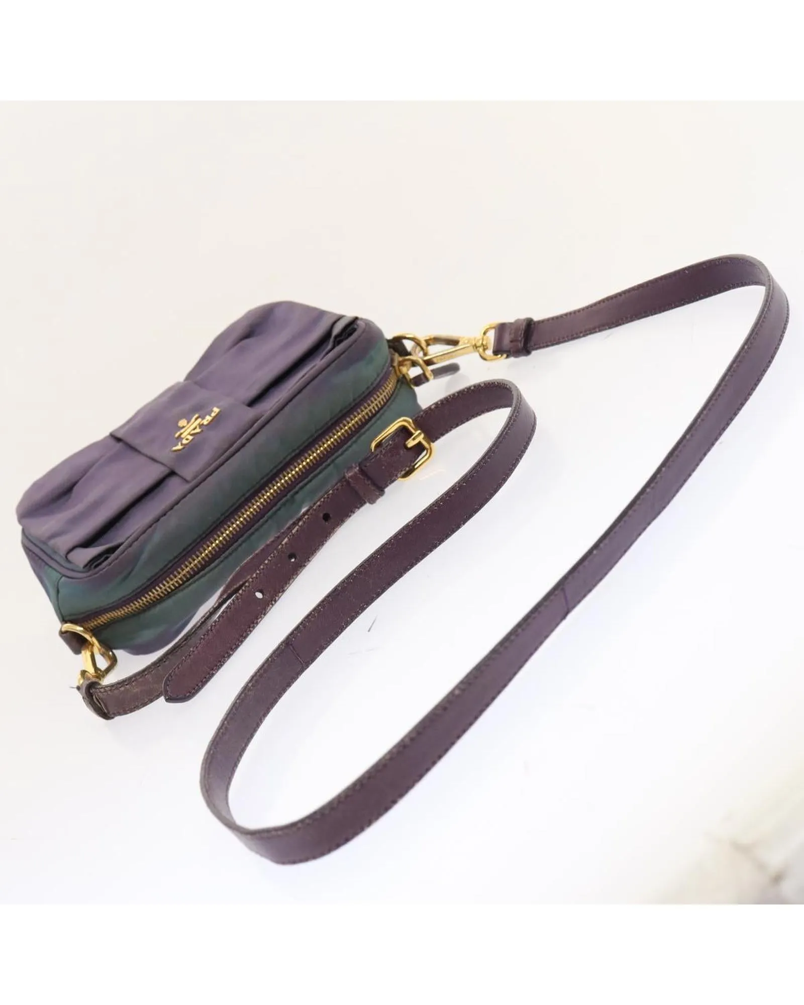 Purple Nylon Shoulder Bag with Dust Bag - Made in Italy