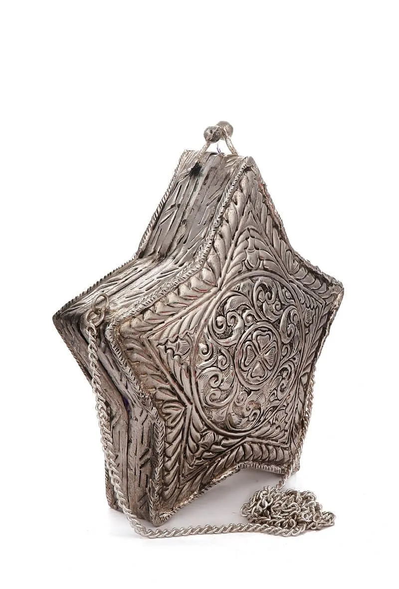 Raqs Silver Finished Sling Bag (6.2"x6"x1.5")