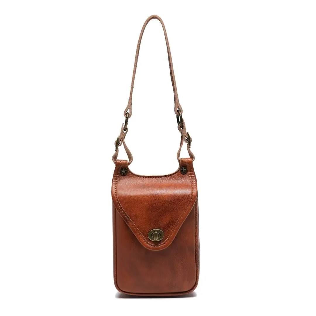 Refined Genuine Leather Bucket Bag